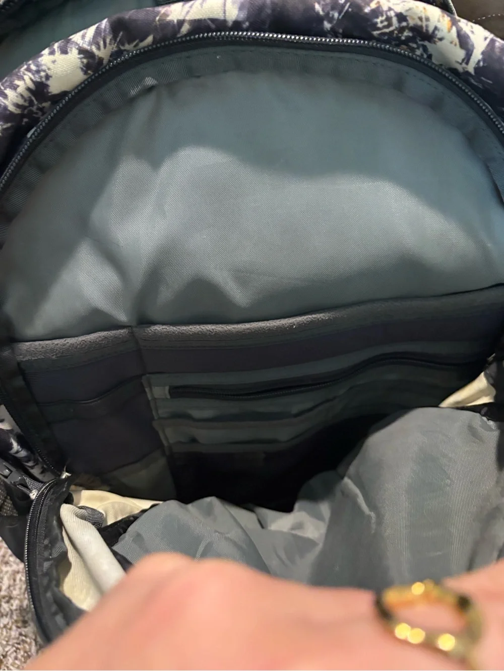 The North Face Black and White Patterned Hiking Backpack